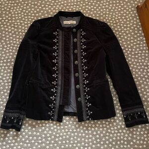 Free people velvet military blazer black large